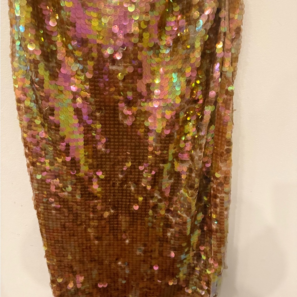 By Anthropologie Midi Sequin Skirt Iridescent Brown Gold